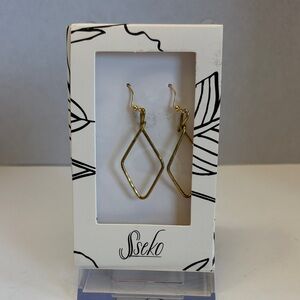 Sseko Gold African Diamond-Shaped Earrings